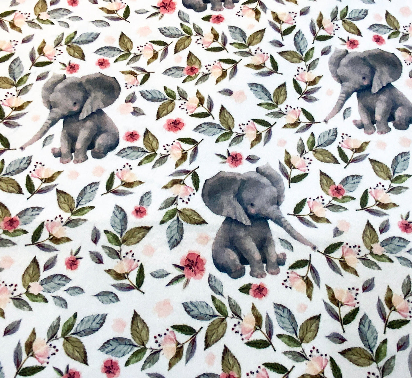 Personalized Elephant Baby Blanket – Custom Floral Minky Blanket for Girls