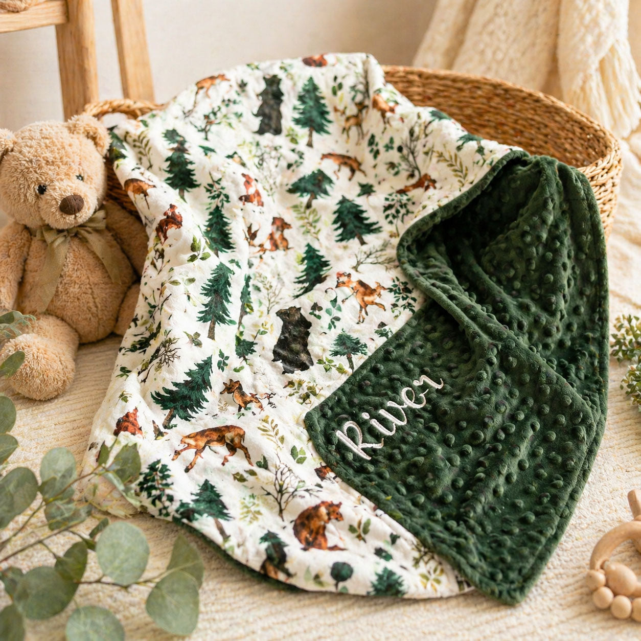 Personalized Woodland Minky Blanket