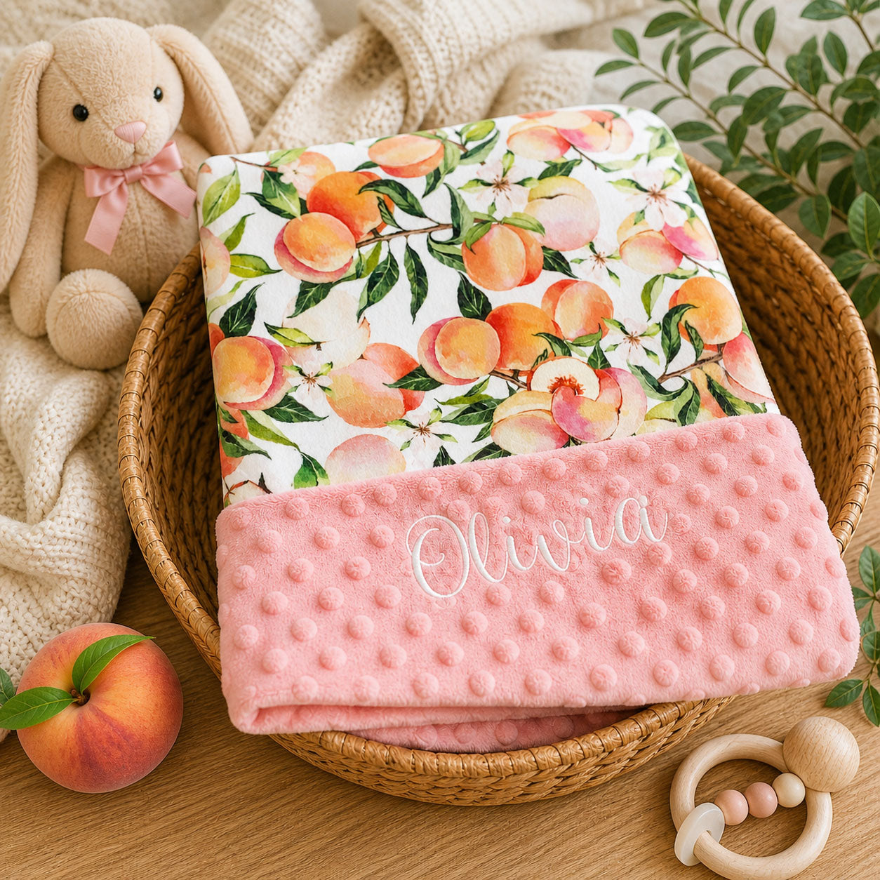Sweet Peach Personalized Blanket