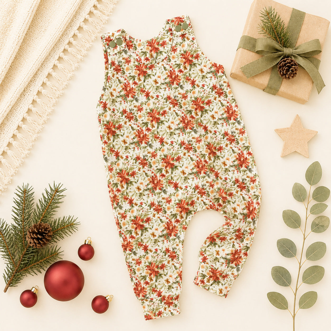 Poinsettia Romper