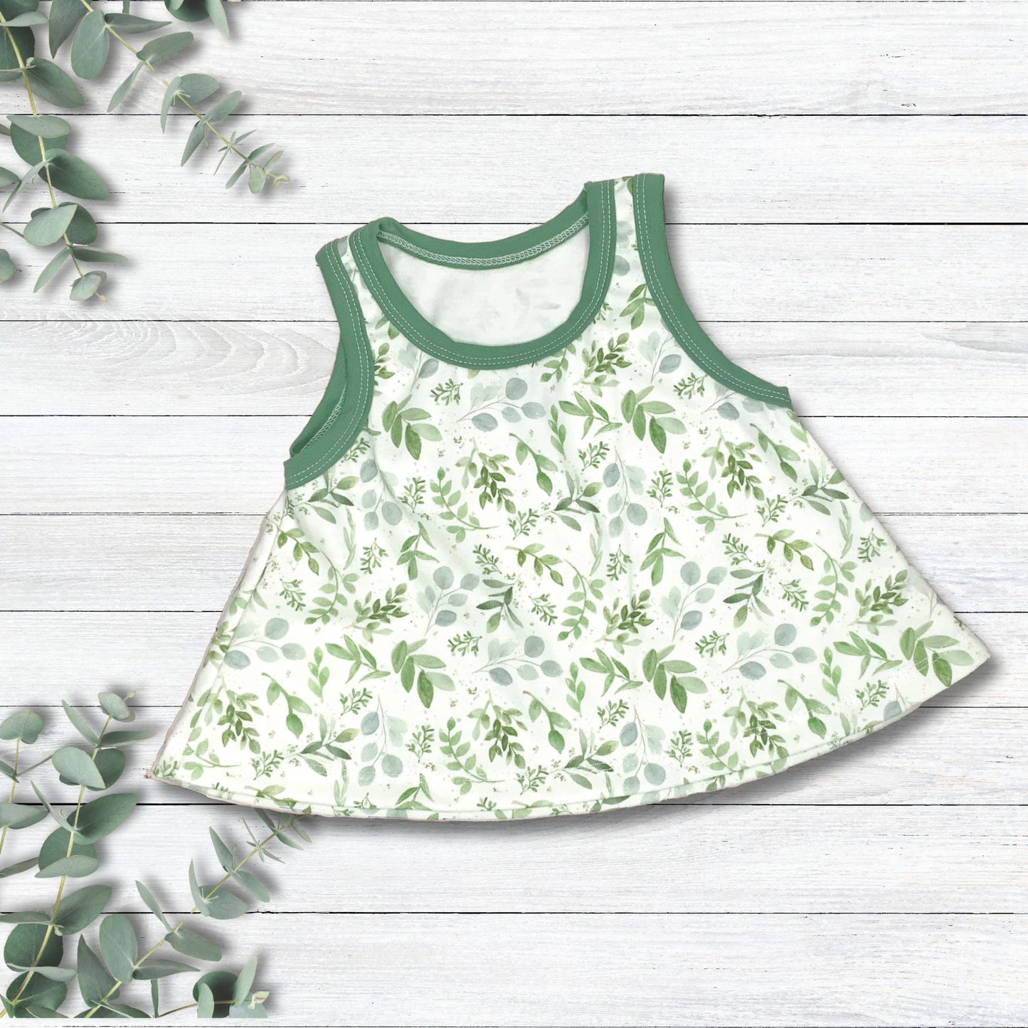 Swirl Tank Top and Slim Flared Leggings Set for  , Organic Cotton Swing Tank & Leggings, Size 18-24 Months, Ready to Ship