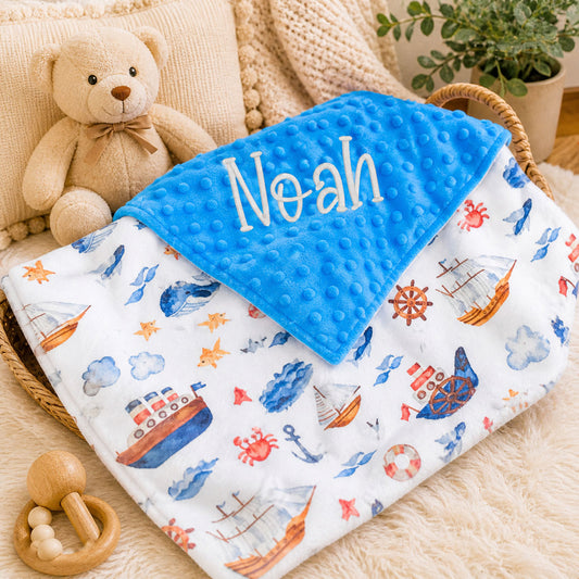 Coastal Voyage Luxe Personalized Blanket