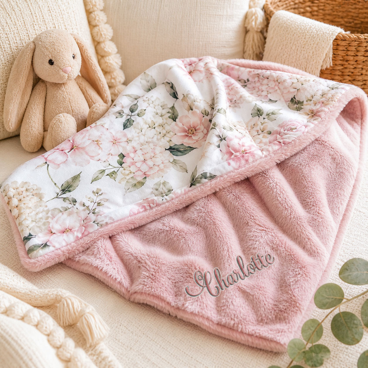 Hydrangea Bloom Personalized Blanket
